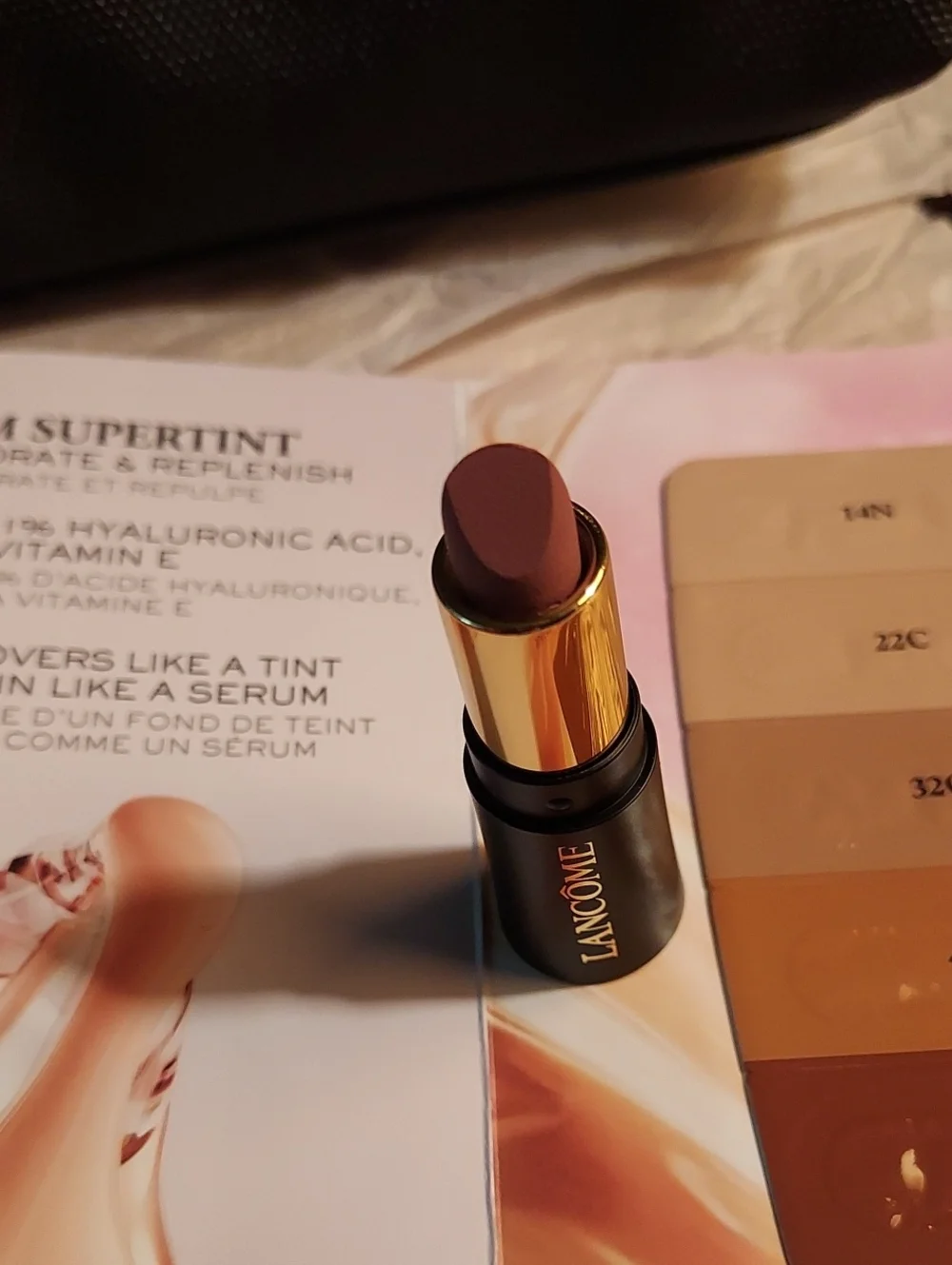 Lancome Women Makeup Bag/Black Mascara,Lipstick,Elixir Cream
